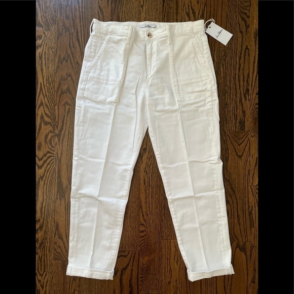 Sam Edelman The Cargo Utility Ankle Pants Sz. 14 /32 Optic White NWT - Picture 4 of 8